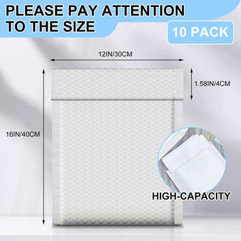 Extra Large 12 By 16 Inch Bubble Mailers Pack Of 10 Self Adhesive Cushioned Padded Envelopes Waterproof Shipping Bags