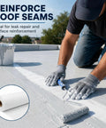 Application of Heavy Duty Polyester Roof Reinforcement Fabric 40X162 Ft White Elastomeric Coating Sealer for roof seam repairs.