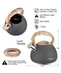 2.7 Quart Tea Kettle With Natural Stone Finish And Wood Pattern Handle, Loud Whistle, Food Grade Stainless Steel Teapot