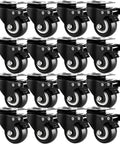 Beefy 1.5 Inch Caster Set Of 16 Heavy Duty Industrial Wheels With Brakes PU No Noise Wheels 360 Degree Rotation Double Locking
