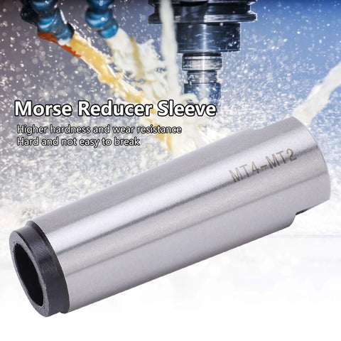 Morse taper reducer sleeve MT4-MT2; steel-gray metal lathe/milling adapter