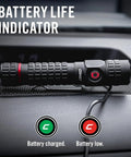 PX200R 2000 Lumen Rechargeable LED Flashlight With Twist Focus USB C showing battery life indicator on dashboard