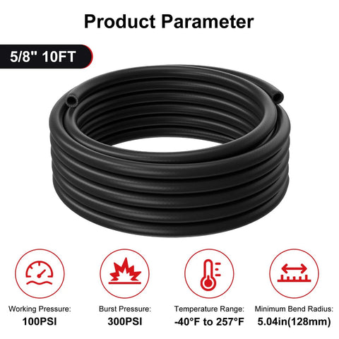 VehiMata SAE 20R3 heater hose, 5/8 inch by 10 ft, black automotive coolant radiator hose