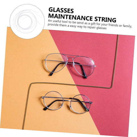 Glasses and eyeglass repair string on vibrant background, showcasing Eyeglass Repair Thread For Easy Maintenance And Quick Fixes Handy Durable