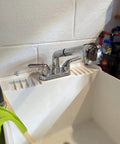 Laundry Room Sink Faucet With Pull Out Sprayer 4 Inch Centerset 3 Hole Install Chrome Finish Non Metallic Body 1.8 GPM Flow