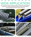 Close-up of Heavy Duty Extension Spring Kit 36 Pieces, 12 Sizes, Zinc Plated Wire Springs With Hook Ends in various applications.