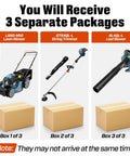 Image of Self Propelled Gas Lawn Mower Kit With 21 Inch Cut 170cc Engine 3 In 1 Deck, 26.5cc String Trimmer, and 4 Cycle Leaf Blower.