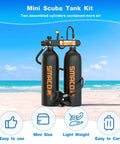 Twin 1.9L Scuba Tank Kit, 3.8L Portable Back-Mounted Dive Cylinder With S700MAX Regulator on beach