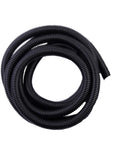 Split Flexible Tubing Pack With Corrugated Wire Loom For 3/8 And 1/2 Inch Cables, 10 Feet, Black, 2-Piece Kit coiled on a surface