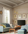 Living room with Brushed Gold Modern Cone Pendant Light For Kitchen Island And Hallway Brass Hanging Ceiling Lamp