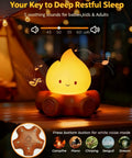 Lit Campfire Night Light Portable Flameless Candle With White Noise Cute Silicone Flame Lamp with soothing sound options.