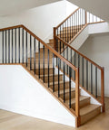 Round Wrought Iron Look Stair Balusters Heavy Duty Interior Exterior Deck Railing Spindles Built Tough For Home Projects 44 Inches Tall Sharp Satin Black Coating 15 Piece Package used in modern staircase