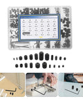 Homoyoyo Steel Set Screw Assortment Kit With Wrenches Includes 22 Sizes M2 To M8 Black Internal Drive Machine Screws displayed in storage case.