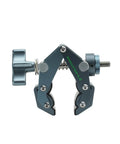 Savior Clamp With Articulated Jaws, 66 Lb Max Load, Two 1/4-20 And Two 3/8-16 Threads, 2.36 Inch Jaw Opening, anodized aluminum, side view