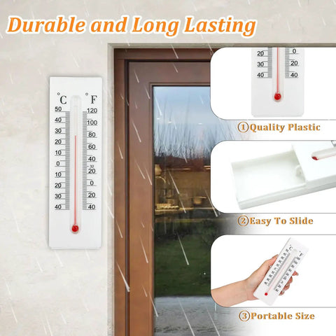 Outdoor Key Lock Box Wall Mount Weatherproof Key Cabinet Stash Box For Spare Keys Coins And Small Valuables With Decorative Thermometer Look Built To Withstand Rain Sun And Humidity next to door
