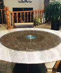 Dining room with Rotating Lazy Susan Glass Turntable For Dining Tables With Aluminum Base 360 Degree Spin No Slip Bearing Quiet Durable 90cm