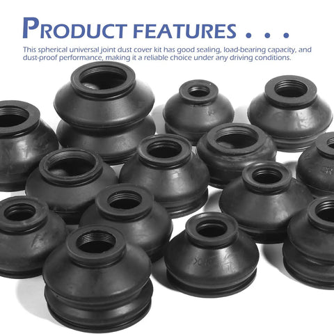 14 Piece Tie Rod End Boots Kit Ball Joint Rubber Dust Covers for Universal Suspension and Steering Replacement for Most Cars Black Ride