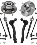 All In One Front End Replacement Kit For 2014 2018 Mazda 3 Sport Featuring Front Wheel Bearings Hubs Tie Rods Lower Ball Joints And Sway Bar End Links 10 Piece Set