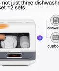 Smooth Operating Countertop Dishwasher Featuring Ultrasonic Deep Scrub Technology And Zero Install Hassle with dishes visible through glass front.