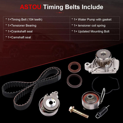1.7L Timing Belt Kit With Water Pump For Honda Civic 2001 2002 2003 2004 2005 L4 SOHC Engine Drop In Replacement With Tensioner OE Style Water Pump Fits EX DX GX LX Si And Acura EL components displayed