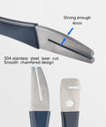 Close-up of Disc Rotor Truing Fork Tool Kit with stainless steel fork and ergonomic silicone handle for rotor calibration.