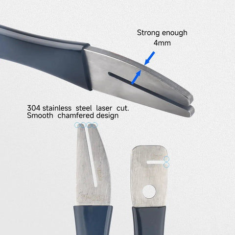Close-up of Disc Rotor Truing Fork Tool Kit with stainless steel fork and ergonomic silicone handle for rotor calibration.