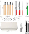 Miluosong 25pc precision tool kit with deburring tool, carving knives, hand files, craft knife blades