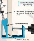 Complete Pocket Hole Jig Kit With Drill Guide For 15 Degree Angled Holes, Adjustable For Flush Joints, Easy Clamping