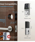 Door compatibility measurements for Heavy Duty Commercial Smart Deadbolt 10 Pack Fire Rated Keypad Lock installation requirements.