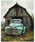 Paint By Numbers Kit For Adults With Old Blue Pickup And Barn Scene On Canvas 16x20 Inches Acrylic Paint Set Easy To Follow