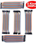 200Pcs Breadboard Jumper Wires Kit in 10 colors with male or female pins, 2.54mm and 2.0mm pitch, 20cm cables for Arduino projects