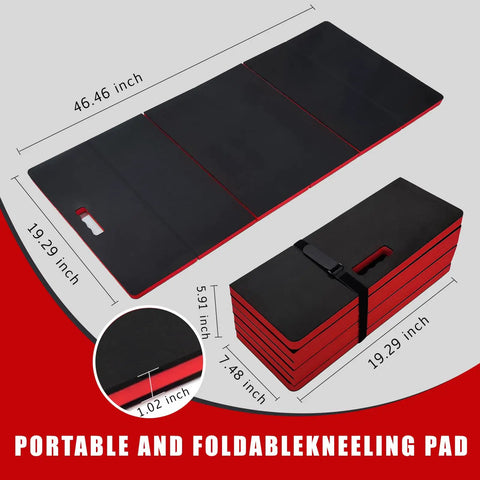 Foldable Mechanic Mat 46.46 Inches By 19.29 Inches Extra Large Beefy Heavy Duty Cushion Pad Waterproof Ground Pad For Garage Gardening Knees Protection EVA Work Mat For Working Under Cars