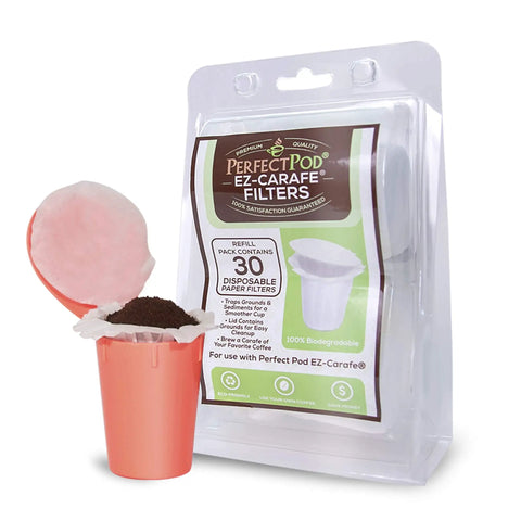 EZ Carafe Disposable Paper Filters With Patented Top Lid For Keurig 2.0 K Carafe 30-count pack with paper filter in holder