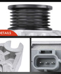 Close-up of Ford Mustang 1999 2000 2001 2002 2003 2004 4.6L V8 SOHC 12V 105A Alternator With Six Groove Pulley Clockwise Rotation Replacement