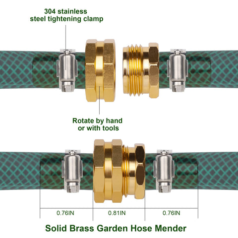 Four Pack Aluminum Garden Hose Repair Connectors Set With Clamps Five Eighth Inch Barb To Three Quarter Inch GHT Thread