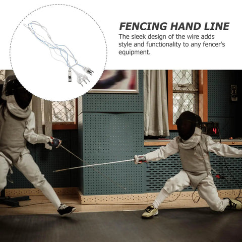 Fencing Body Cord And Mask Connector Cord For Foil displayed in a fencing match setup focusing on durable, easy install equipment.