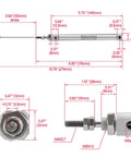 Dimensions of Compact Stainless Steel Slim Air Pneumatic Cylinder CDJ2B 10 To 100 With M5 Port, 10mm Bore, 100mm Stroke
