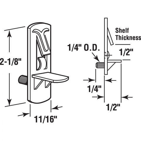 Diagram of Clear Plastic Locking Shelf Pegs Set Of Six For No Fuss Secure Shelving That Holds Up To Five Pounds Per Peg With Locking Design