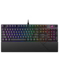 Badass Full Size Mechanical Gaming Keyboard With Hot Swappable Linear Switches And Durable Pbt Keycaps For Smooth Typing And Fire Rgb Backlight On Pc With Aluminum Top Plate, top view with RGB lighting.