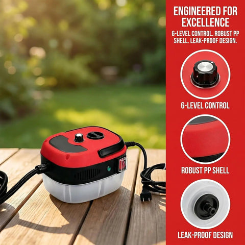 2500W Portable High Temperature Steam Cleaner Handheld for Car Detailing Furniture Kitchen Grout Floors and Tile Red Power Gear