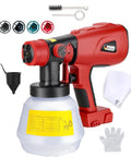 Pro Level Cordless Paint Sprayer Fits Milwaukee M18 Battery 1000Ml Hvp Spray Gun with four copper tips and accessories.