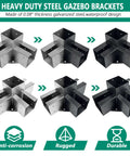 Three Way And Four Way Right Corner Pergola Bracket Kit For 4x4 Wood Beams Built Tough Cast Iron With Galvanized Waterproof Finish