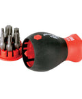 Compact Stubby Screwdriver With Six In One Torx Bits T8 T10 T15 T20 T25 T30 Soft Finish Cushion Grip Handy Tool