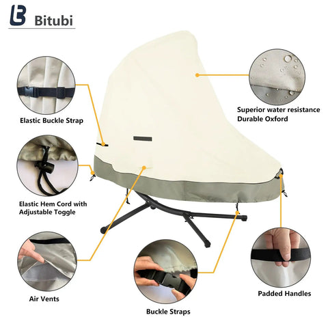 73 Inch Patio Hanging Chaise Lounge And Stand Cover Keeps It Dry 600D Heavy Duty Waterproof Outdoor Hammock Chair Cover with features