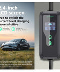 Plug And Play Portable 3.5Kw 7Kw EV Charger Nacs Socket Evse Fast Charging Cable With Cee Plug, showing 2.4-inch LCD screen.