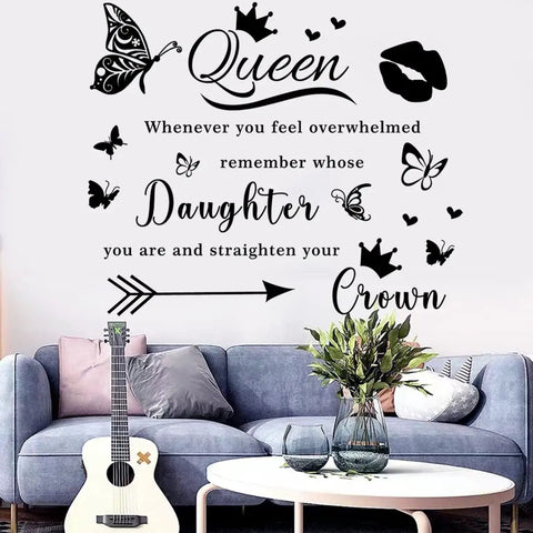 Queen Inspired Wall Sticker Set for Teen Girls Bedroom And Living Room Motivational Vinyl Wall Decals On Living Room Wall