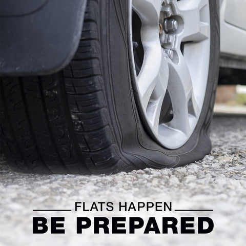Flat tire on car, emergency tire repair and inflator aerosol 16 oz for standard tires, eco friendly formula universal fit.