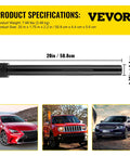 Side view: VEVOR inner tie rod tool, 20-inch long, 1.75-inch diameter, knurled black steel.