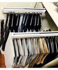 Adjustable Telescoping Clothes Rail 30-60cm Heavy Duty Steel Wardrobe Rod Space Saving Organizer with hanging clothes and ties