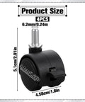 Four Pack One Inch Swivel Caster Wheels With Locking Brakes For Smooth Rolling Furniture Replacement showing dimensions and design.
